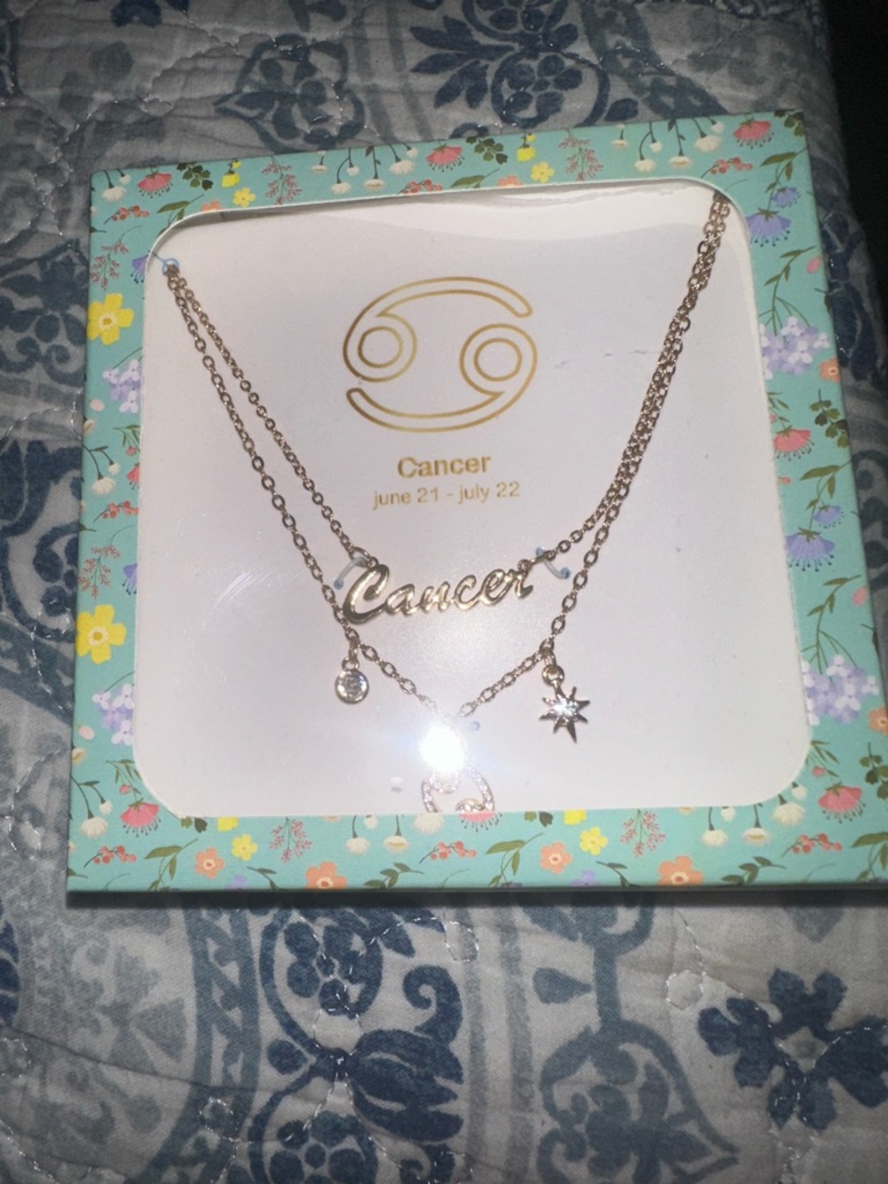 Cancer Zodiac Layered Necklace - Gold Tone